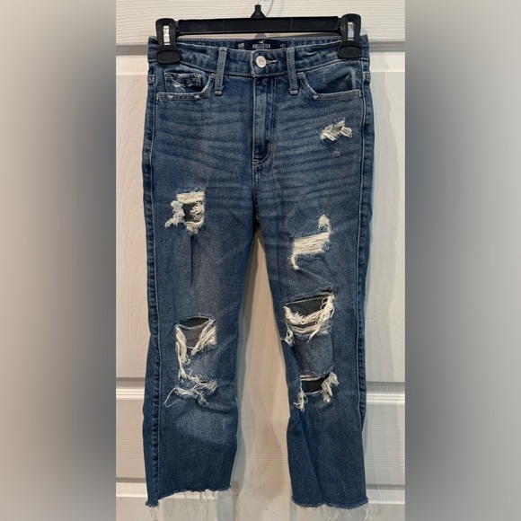 HOLLISTER CALIFORNIA HIGH-RISE CROP RIPPED JEAN SUPER SKINNY Size 9 - Picture 8 of 8